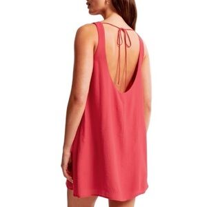 Abercrombie & Fitch Lightweight Crinkle Open-Back Trapeze Pockets Mini Dress S